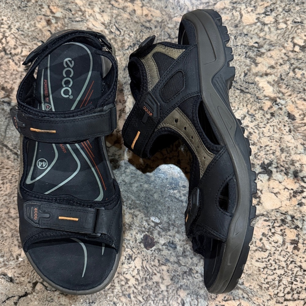 Ecco Black and Tan Men's Sandals